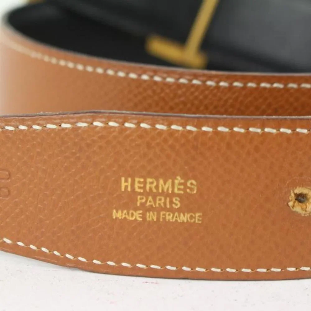 Hermès 32mm Reversible H Logo Belt Kit Brown x Black x Gold 1H96a